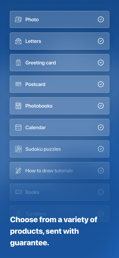 Inmate Photos, send to prison - Lista de productos disponibles para enviar a reclusos, incluyendo fotos, cartas, tarjetas de felicitación y puzzles.