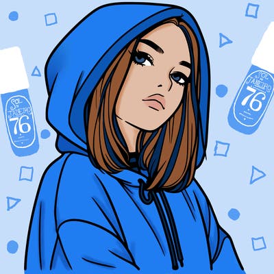 a realistic girl in a hoodie