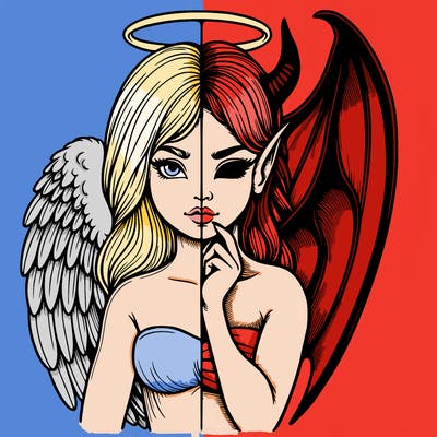 realistic angel half demon