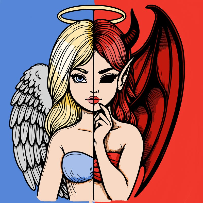 realistic angel half demon