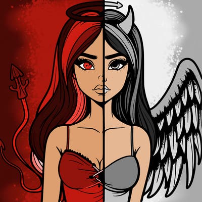 devil vs angel realistic girl