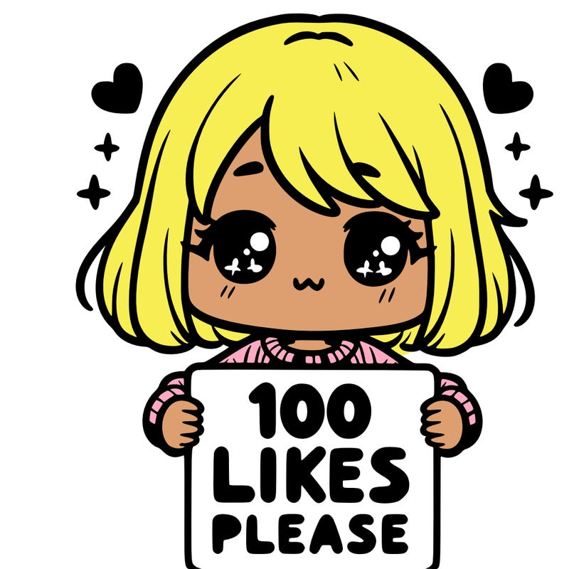 cute girl holding a sign saying 100 likes please