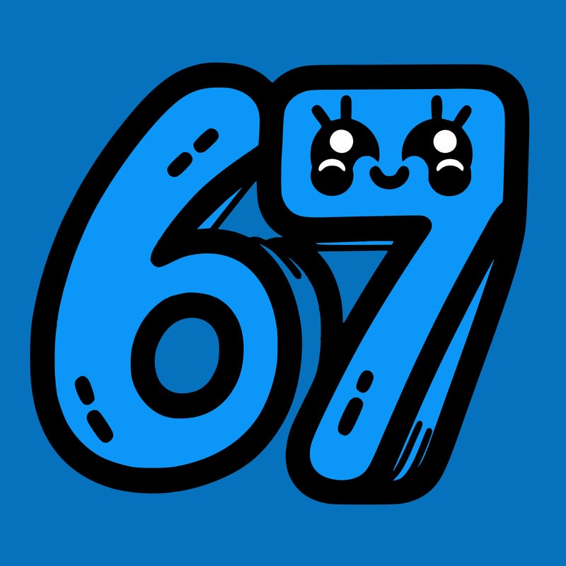 the numbers 67