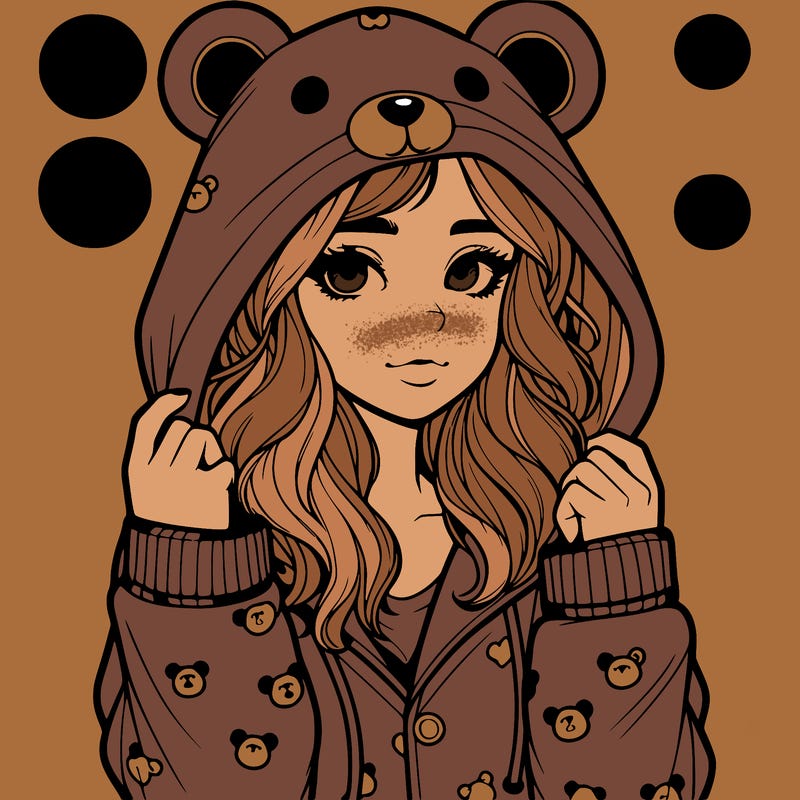 realistic girl in a animal pjs hoodie