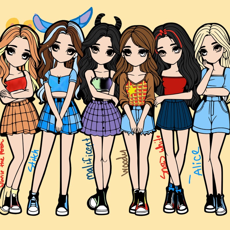 a group of girls realistic