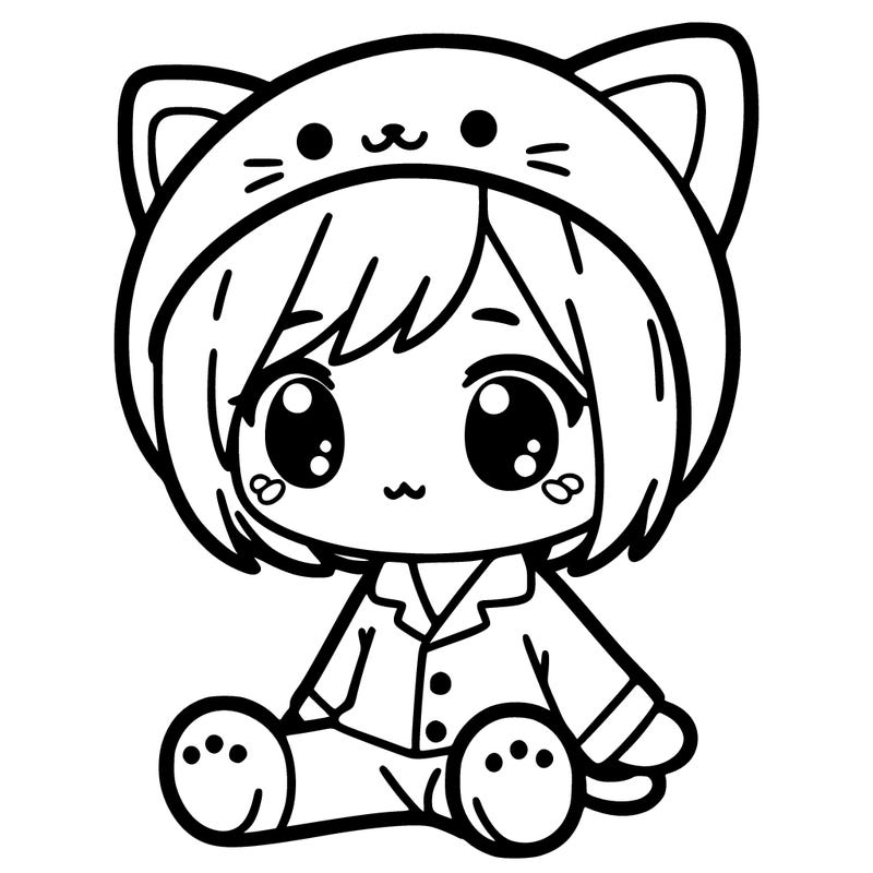 chibi as cat pj
