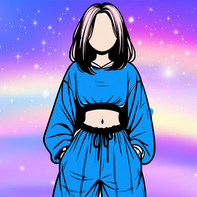 realistic girl faceless with baggy pants and a crop top