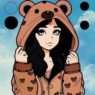 realistic girl in a animal pjs hoodie