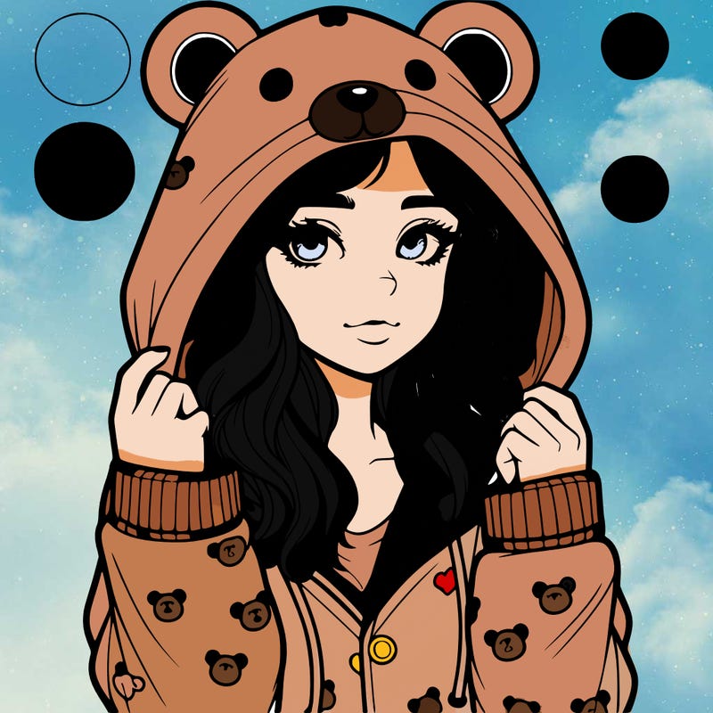 realistic girl in a animal pjs hoodie