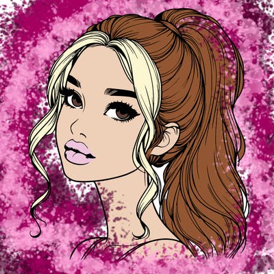 realistic girl with a ponytail on her hair and lips