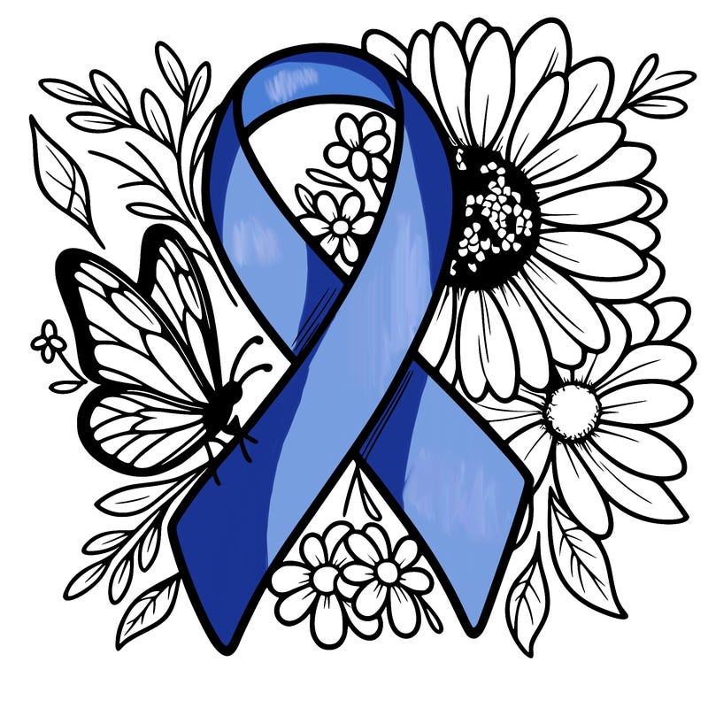 cancer awareness symbol with flowers and butterflies