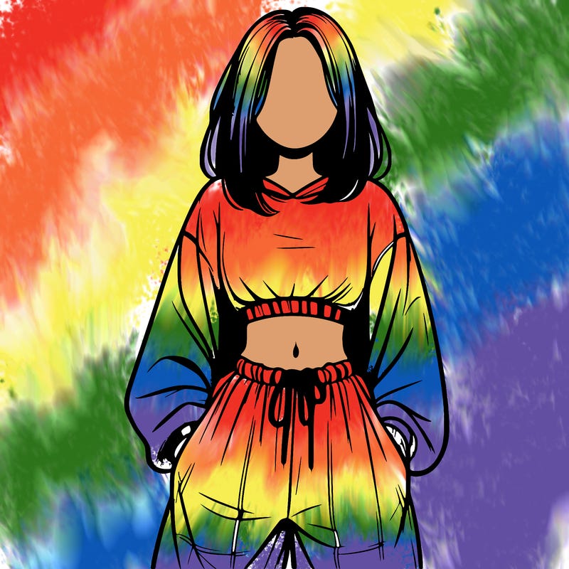 realistic girl faceless with baggy pants and a crop top