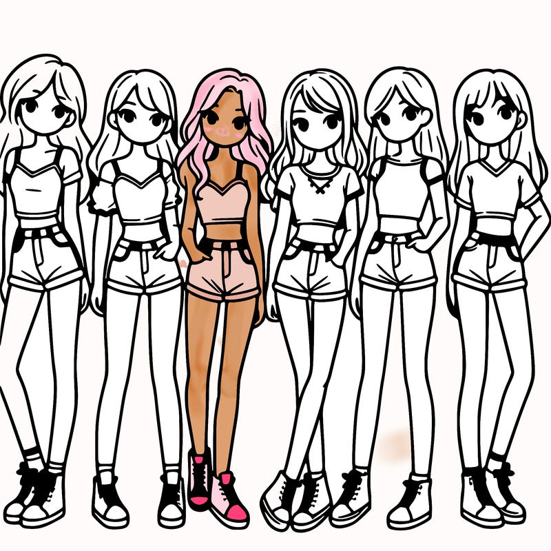 a group of girls wearing crop tops and shorts