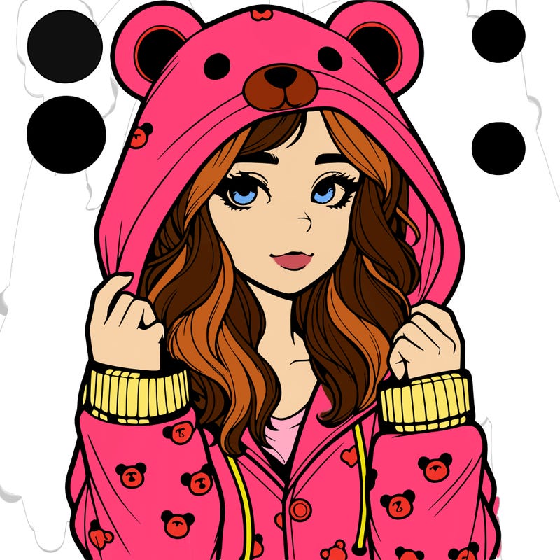 realistic girl in a animal pjs hoodie