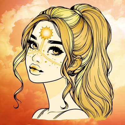 realistic girl with a ponytail on her hair and lips