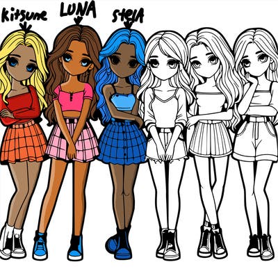 a group of girls realistic