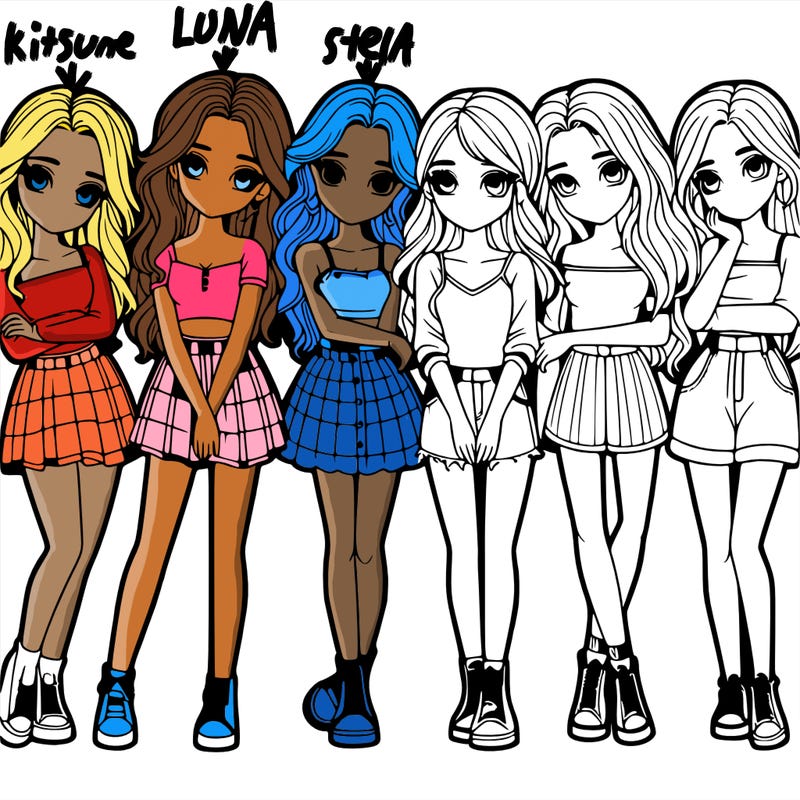 a group of girls realistic