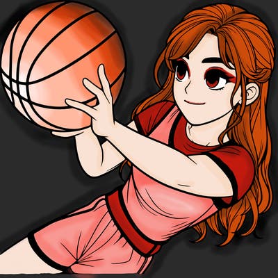 realistic girl playing basketball
