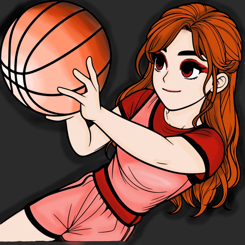 realistic girl playing basketball