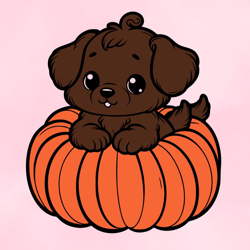 cute little puppy in a pumpkin