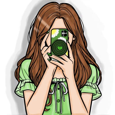 a realistic girl holding her phone taking pictures