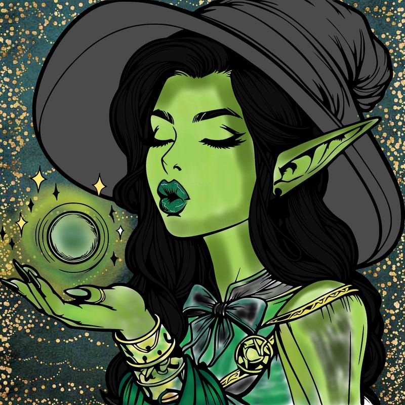 realistic elf casting a spell with lips