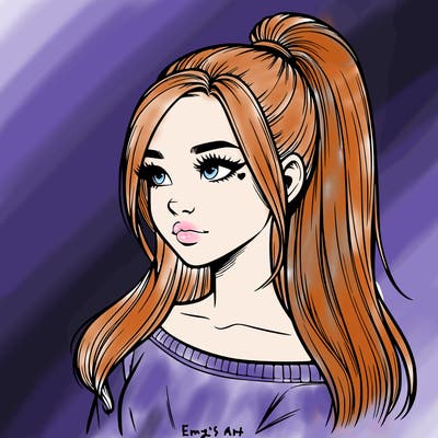 realistic girl with a high ponytail