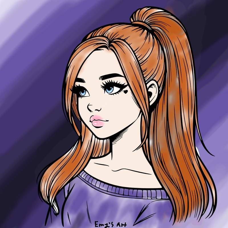 realistic girl with a high ponytail