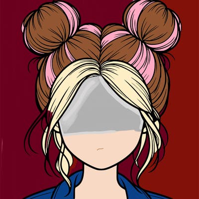 realistic girl with buns on the top of her hair