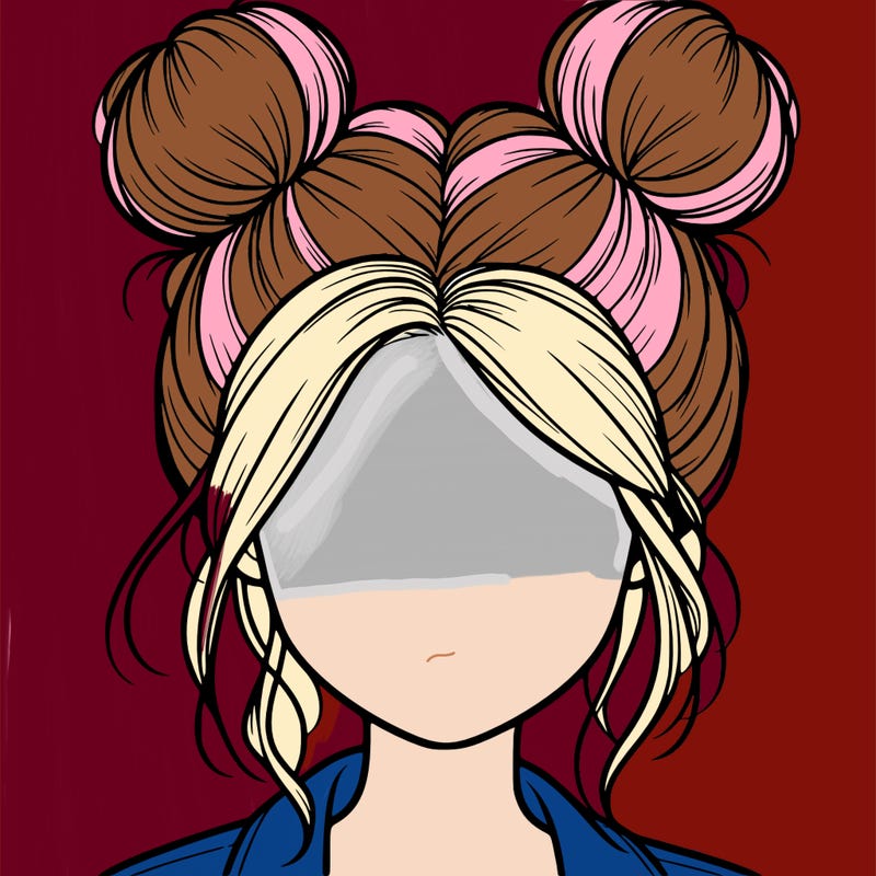 realistic girl with buns on the top of her hair