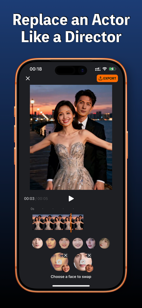 FaceXSwap:Offline AI Face Swap - Pantalla de la aplicación FaceXSwap para intercambiar múltiples caras en un vídeo