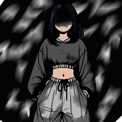 realistic girl faceless with baggy pants and a crop top