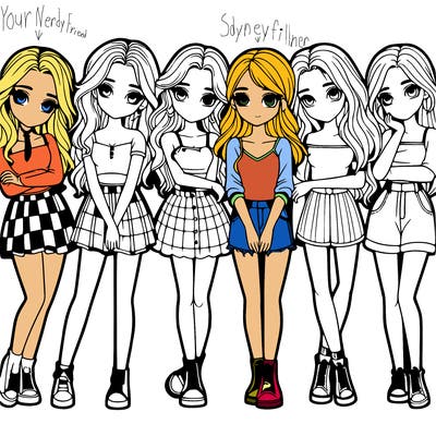 a group of girls realistic