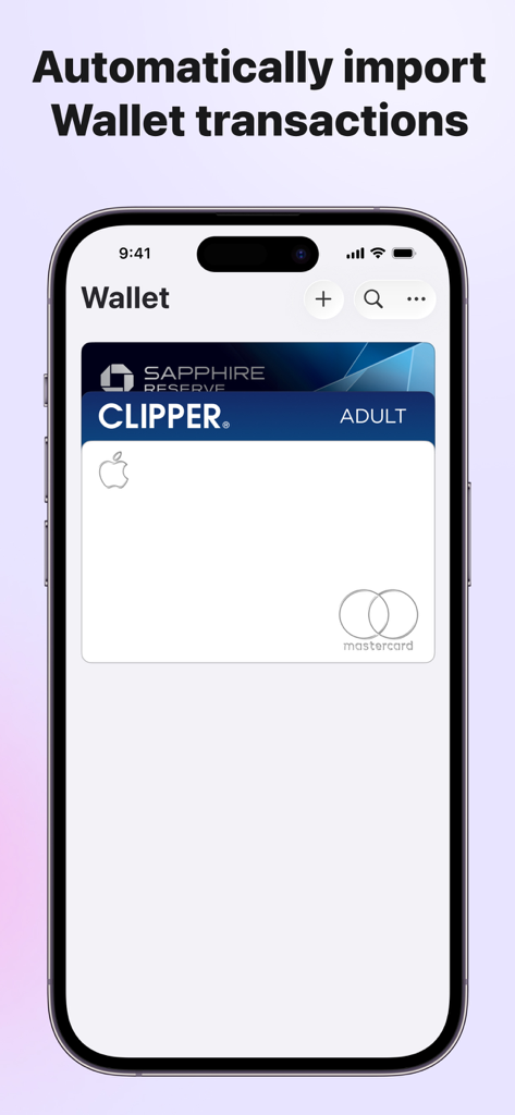 Budget Hound: Expense tracker - iPhone screen showing the automatic import of Apple Wallet transactions into the Budget Hound expense tracker app