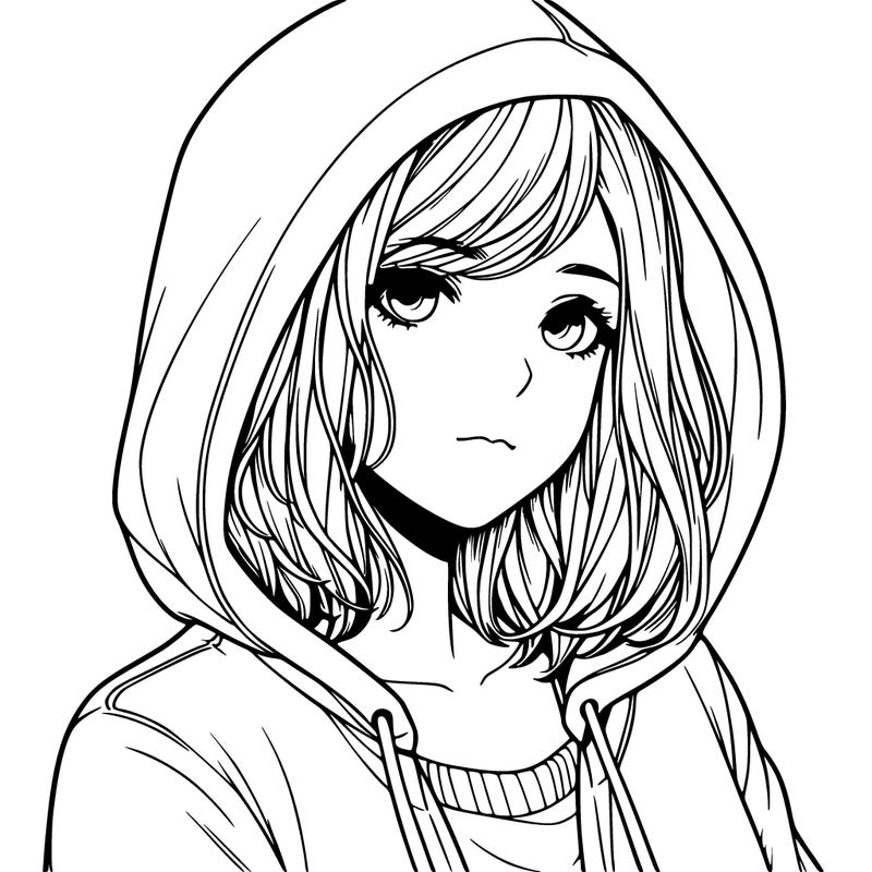 realistic girl with hoodie one