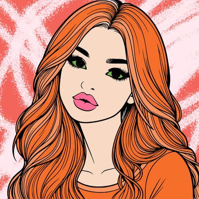 realistic girl with hair on her hair and lips