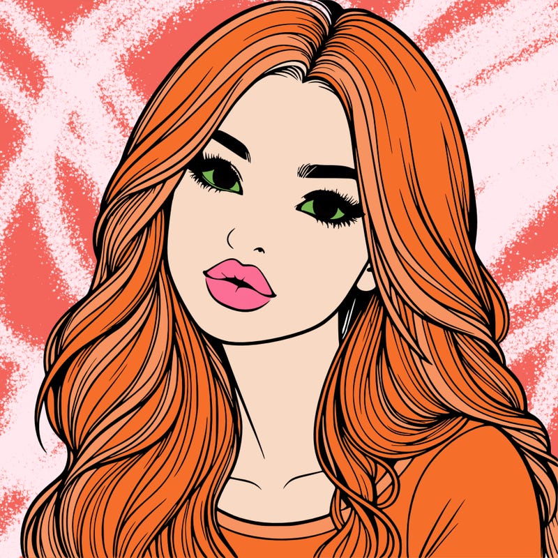 realistic girl with hair on her hair and lips