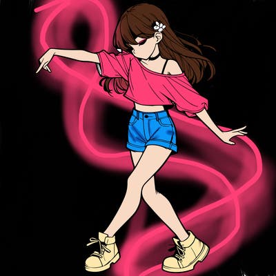 realistic girl danceing