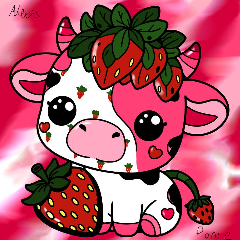 cute strawberry cow