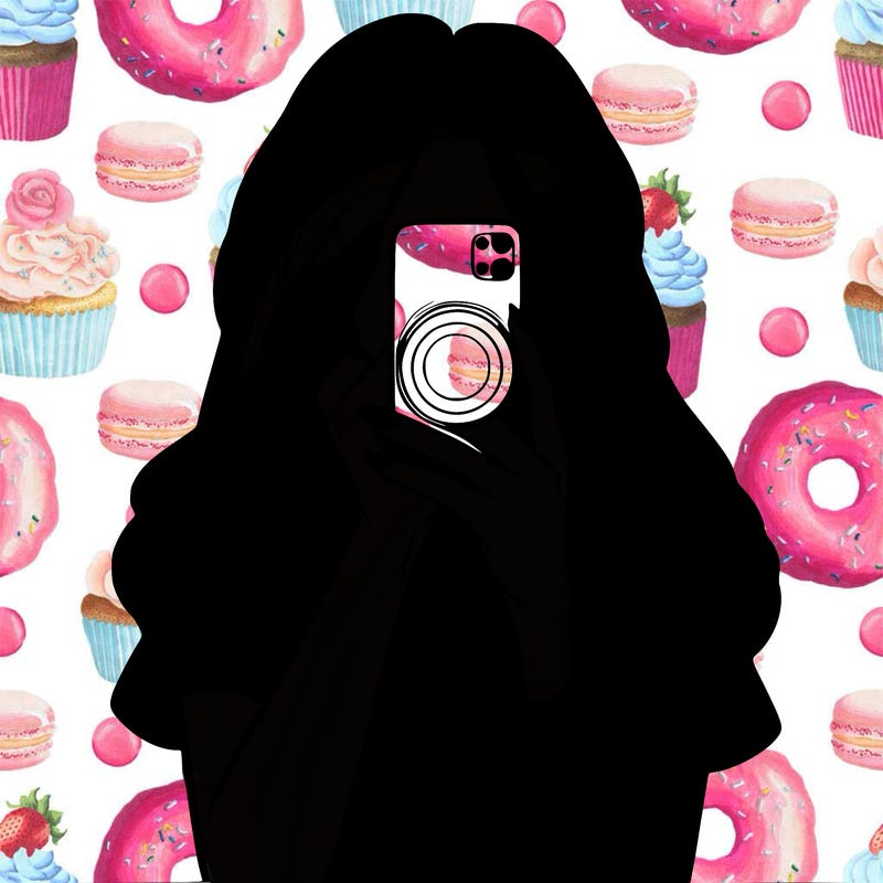 a realistic girl holding her phone taking pictures