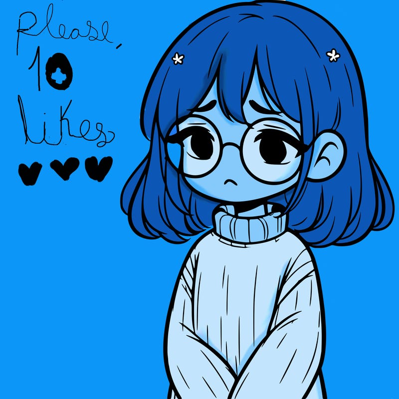 sad girl with glasses in a sweater