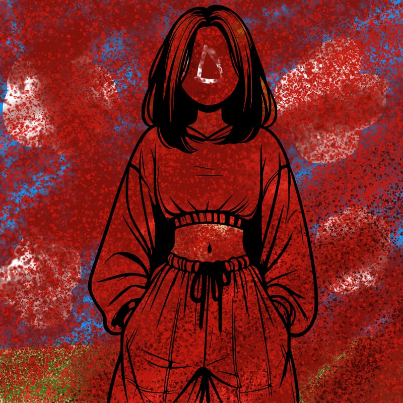 realistic girl faceless with baggy pants and a crop top