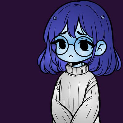 sad girl with glasses in a sweater