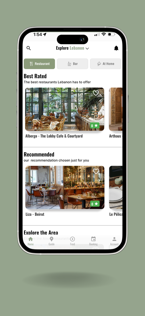 Waitlist: Restaurants Booking - Schermata di esplorazione dell'app Waitlist con i ristoranti e bar migliori e consigliati.