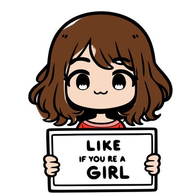 a cute girl holding a sign that says like if you’re a girl