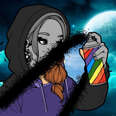 a realistic girl, spray painting