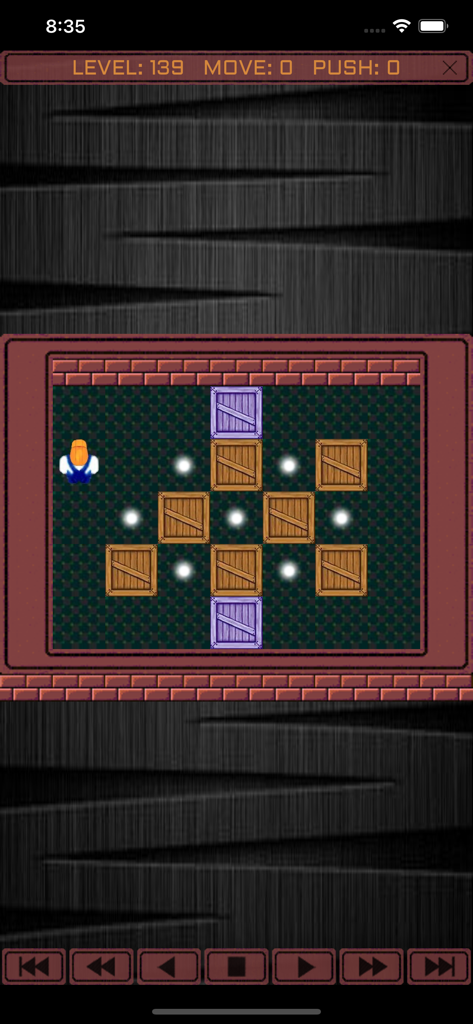 Sokoban (Boxman) Classic - Nivel 139 del juego de puzzle Sokoban Boxman Classic mostrando cajas y casillas de destino en una cuadrícula