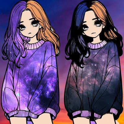 realistic girl with baggy sweater