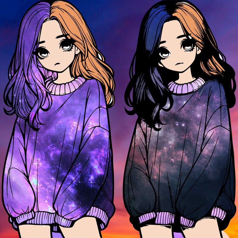 realistic girl with baggy sweater