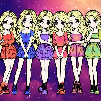 a group of girls realistic